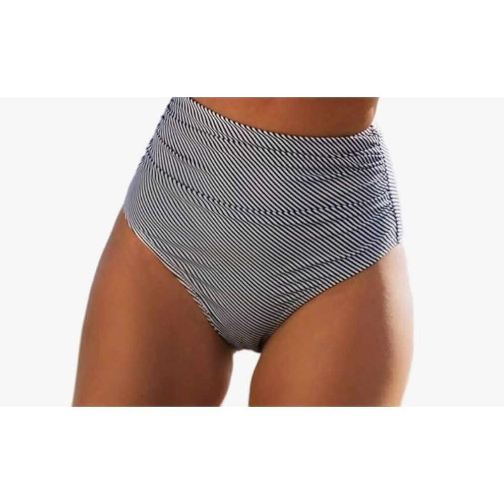 CUPSHE Women's High Waisted Rouched Falbala Bikini Bottom Size M